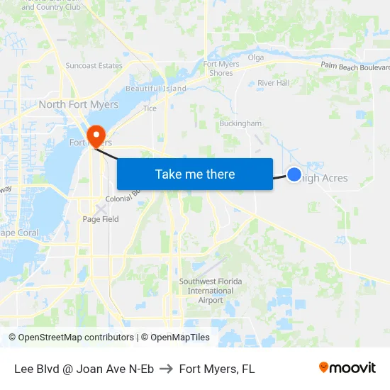 Lee Blvd @ Joan Ave N-Eb to Fort Myers, FL map