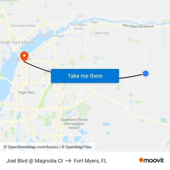 Joel Blvd @ Magnolia Ct to Fort Myers, FL map