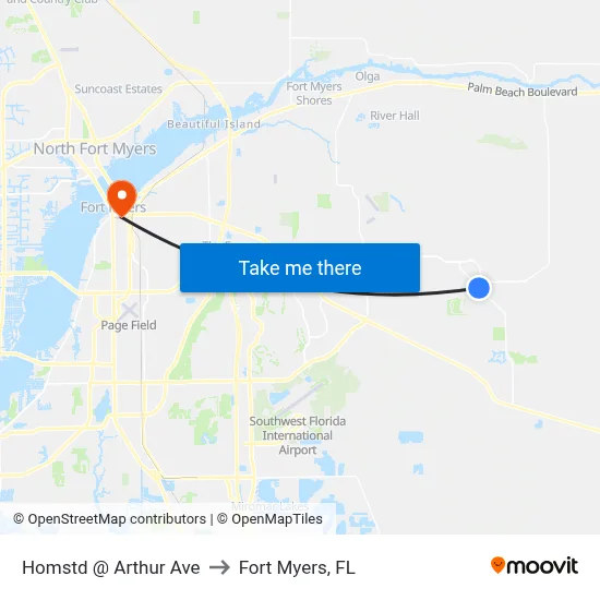 Homstd @ Arthur Ave to Fort Myers, FL map