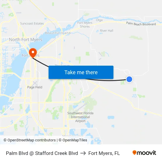 Palm Blvd @ Stafford Creek Blvd to Fort Myers, FL map