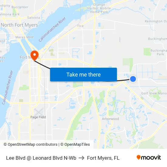 Lee Blvd @ Leonard Blvd N-Wb to Fort Myers, FL map