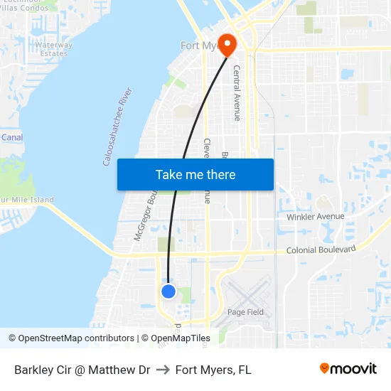 Barkley Cir @ Matthew Dr to Fort Myers, FL map