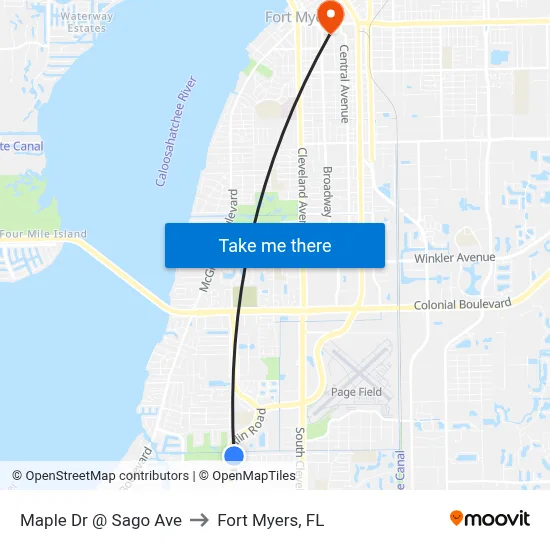 Maple Dr @ Sago Ave to Fort Myers, FL map