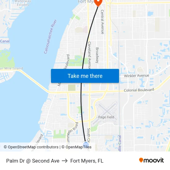 Palm Dr @ Second Ave to Fort Myers, FL map