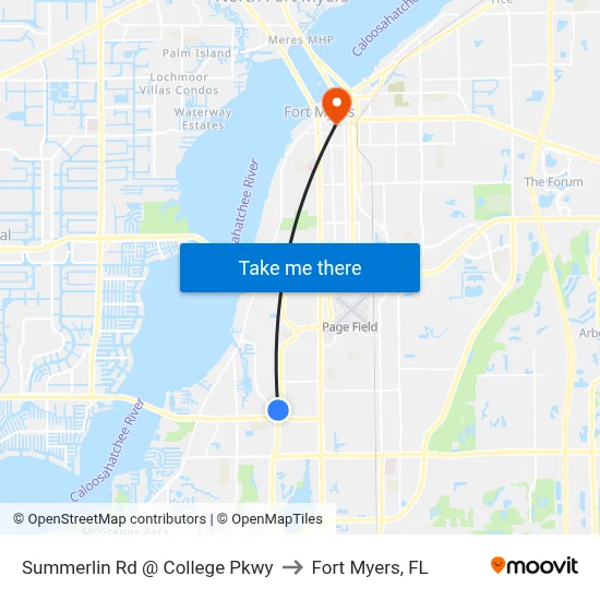 Summerlin Rd @ College Pkwy to Fort Myers, FL map