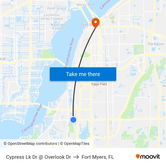 Cypress Lk Dr @ Overlook Dr to Fort Myers, FL map