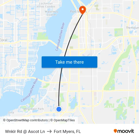 Wnklr Rd @ Ascot Ln to Fort Myers, FL map