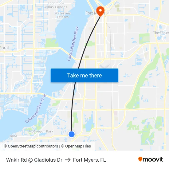 Wnklr Rd @ Gladiolus Dr to Fort Myers, FL map
