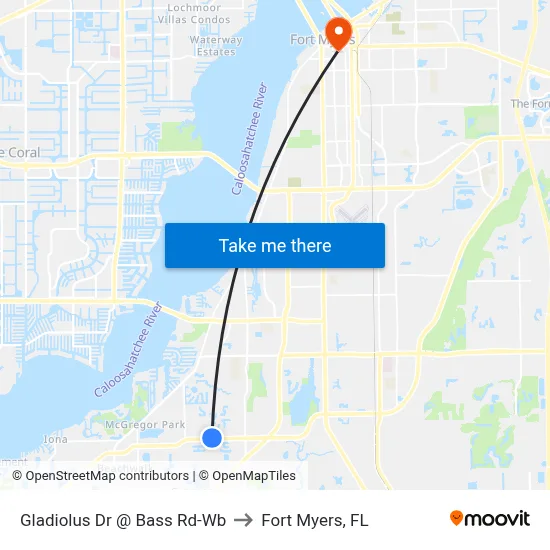 Gladiolus Dr @ Bass Rd-Wb to Fort Myers, FL map