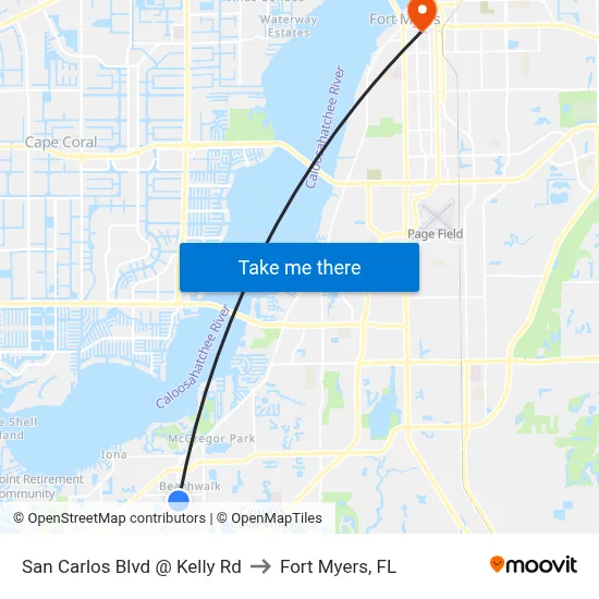 San Carlos Blvd @ Kelly Rd to Fort Myers, FL map