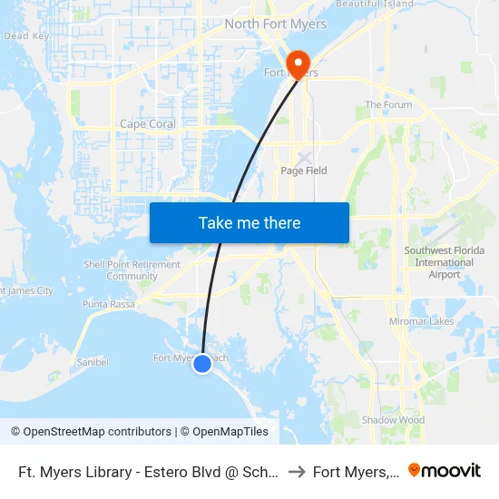 Ft. Myers Library - Estero Blvd @ School St to Fort Myers, FL map