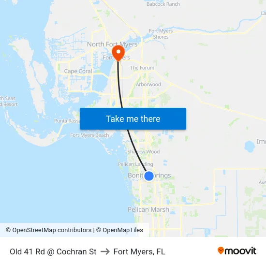 Old 41 Rd @ Cochran St to Fort Myers, FL map