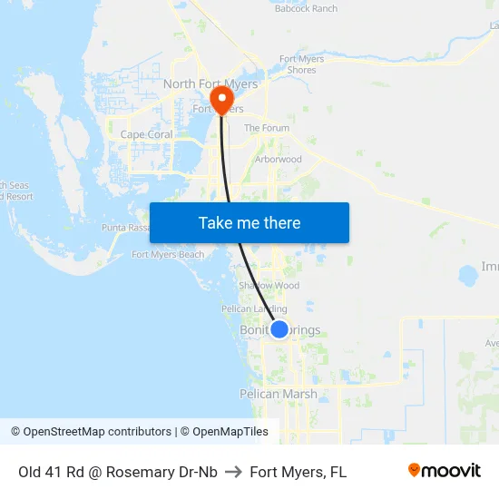Old 41 Rd @ Rosemary Dr-Nb to Fort Myers, FL map
