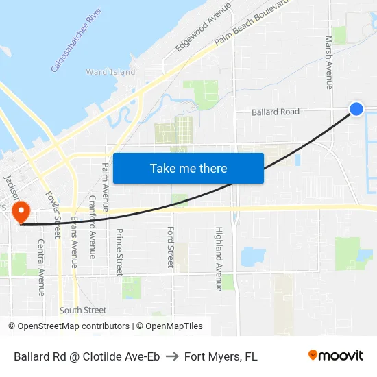 Ballard Rd @ Clotilde Ave-Eb to Fort Myers, FL map