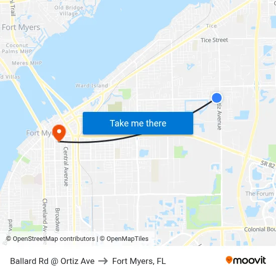 Ballard Rd @ Ortiz Ave to Fort Myers, FL map