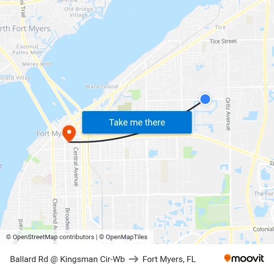 Ballard Rd @ Kingsman Cir-Wb to Fort Myers, FL map