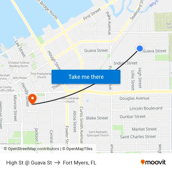 High St @ Guava St to Fort Myers, FL map