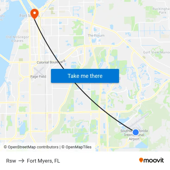 Rsw to Fort Myers, FL map