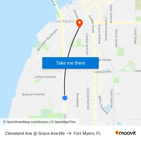 Cleveland Ave @ Grace Ave-Nb to Fort Myers, FL map