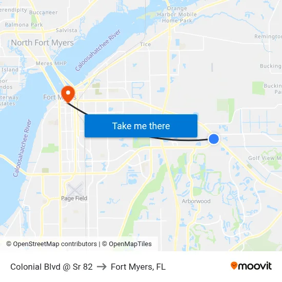 Colonial Blvd @ Sr 82 to Fort Myers, FL map