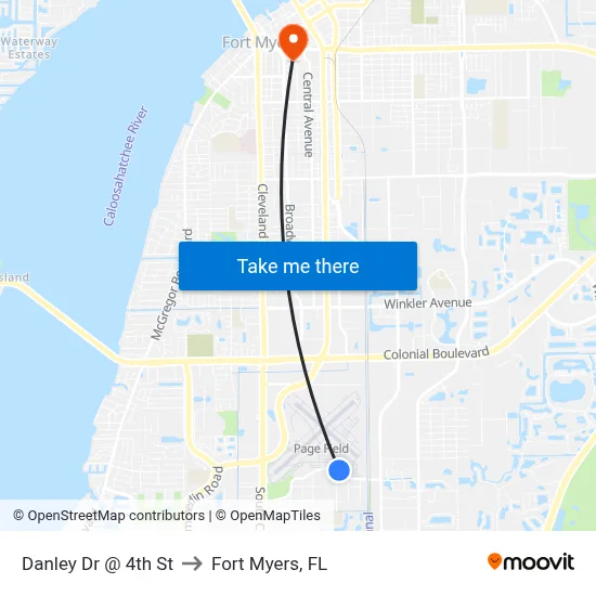 Danley Dr @ 4th St to Fort Myers, FL map