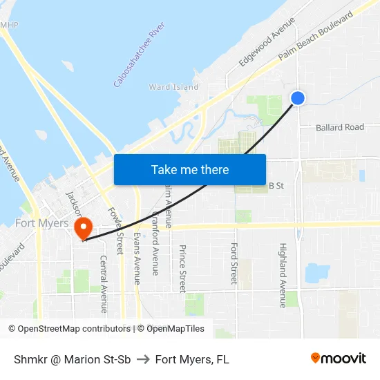 Shmkr @ Marion St-Sb to Fort Myers, FL map