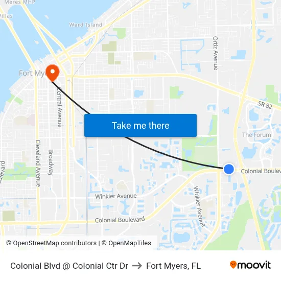Colonial Blvd @ Colonial Ctr Dr to Fort Myers, FL map