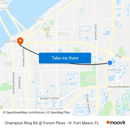 Champion Ring Rd @ Forum  Pkwy to Fort Myers, FL map