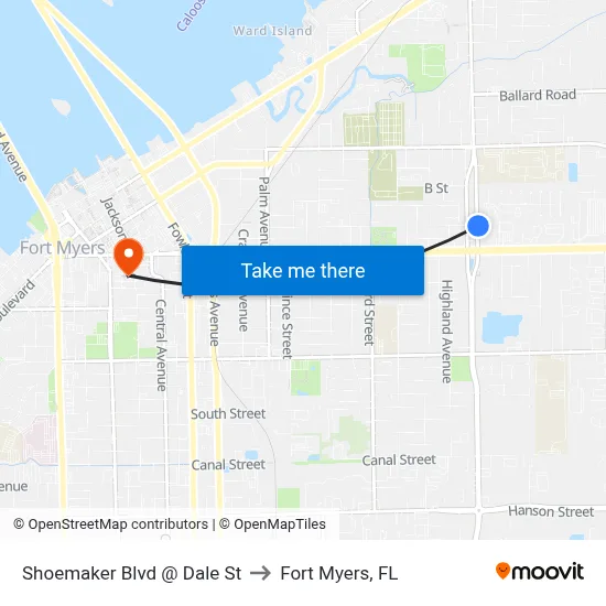 Shoemaker Blvd @ Dale St to Fort Myers, FL map