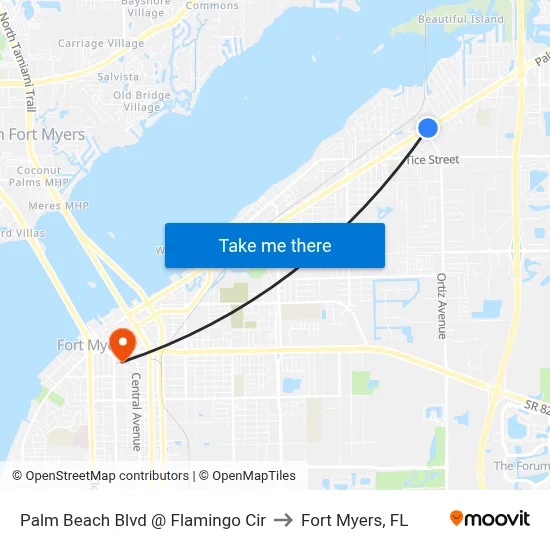 Palm Beach Blvd @ Flamingo Cir to Fort Myers, FL map