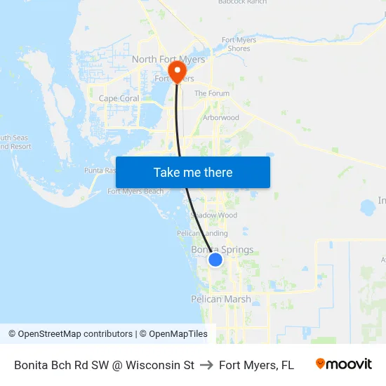 Bonita Bch Rd SW @ Wisconsin St to Fort Myers, FL map