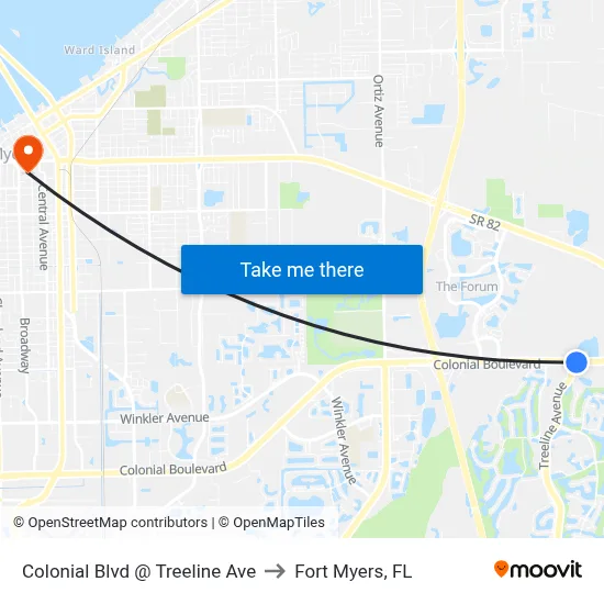 Colonial Blvd @ Treeline Ave to Fort Myers, FL map