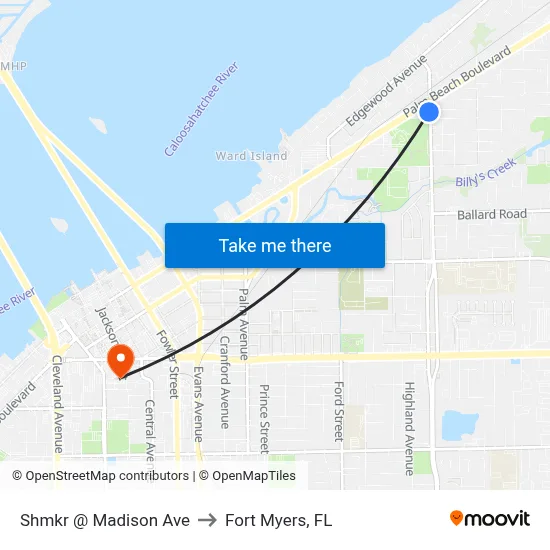 Shmkr @ Madison Ave to Fort Myers, FL map