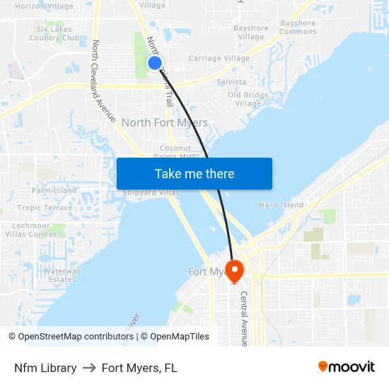 Nfm Library to Fort Myers, FL map