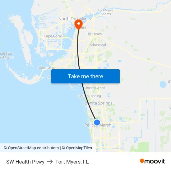 SW Health Pkwy to Fort Myers, FL map