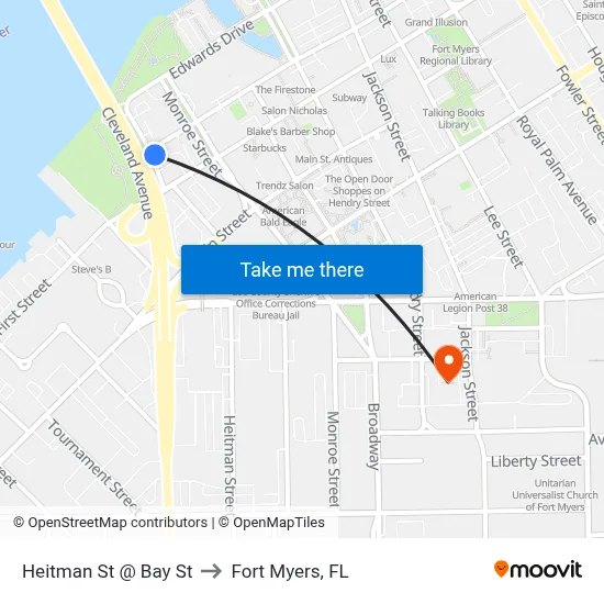 Heitman St @ Bay St to Fort Myers, FL map