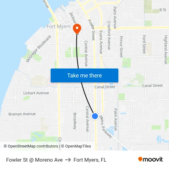 Fowler St @ Moreno Ave to Fort Myers, FL map