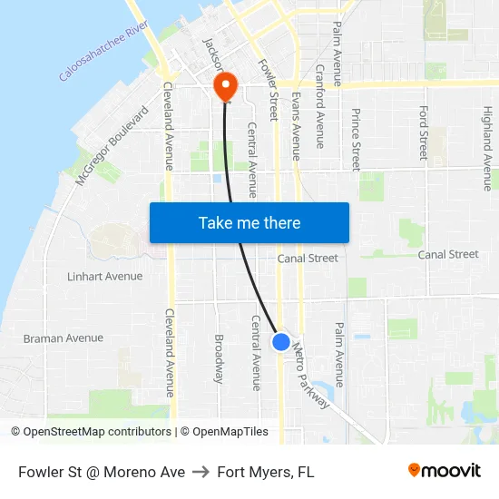 Fowler St @ Moreno Ave to Fort Myers, FL map