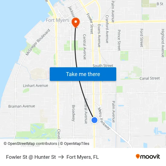 Fowler St @ Hunter St to Fort Myers, FL map