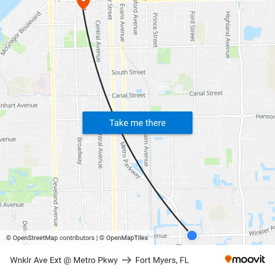 Wnklr Ave Ext @ Metro Pkwy to Fort Myers, FL map