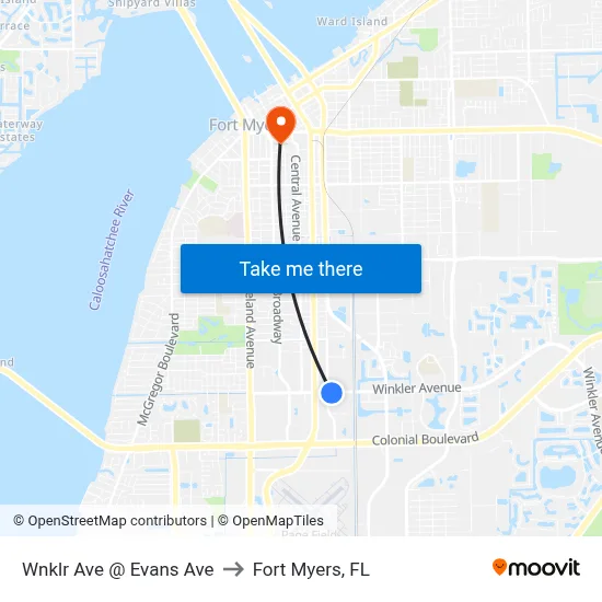 Wnklr Ave @ Evans Ave to Fort Myers, FL map