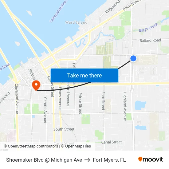Shoemaker Blvd @ Michigan Ave to Fort Myers, FL map