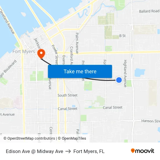 Edison Ave @ Midway Ave to Fort Myers, FL map