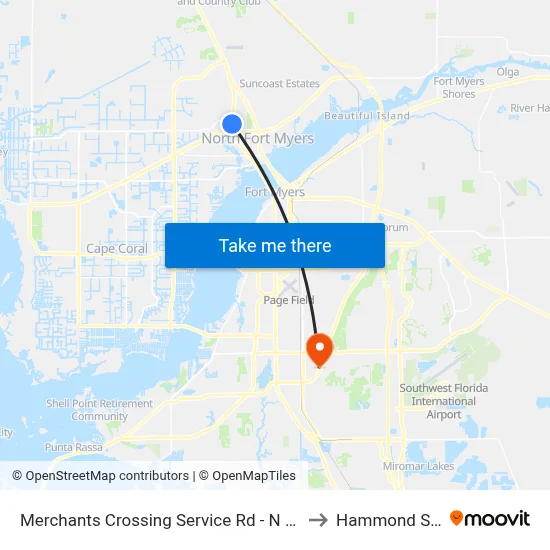 Merchants Crossing Service Rd - N Cleveland Ave @ to Hammond Stadium map