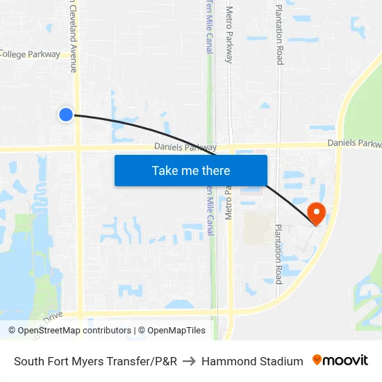 South Fort Myers Transfer/P&R to Hammond Stadium map