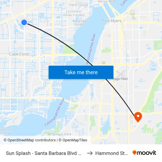 Sun Splash - Santa Barbara Blvd @ SE 5th St to Hammond Stadium map