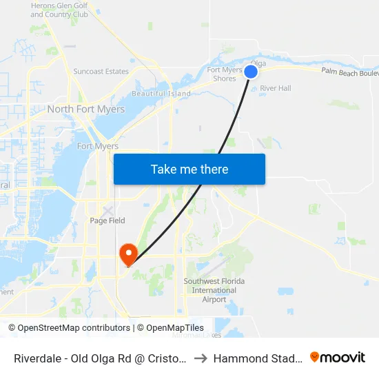 Riverdale - Old Olga Rd @ Cristobal St to Hammond Stadium map