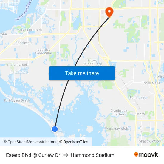 Estero Blvd @ Curlew Dr to Hammond Stadium map