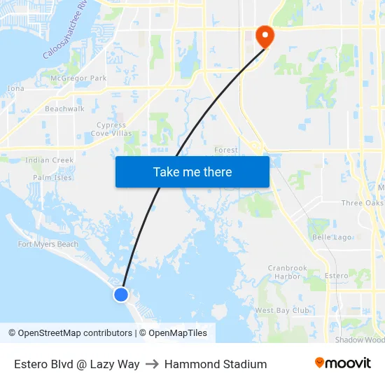 Estero Blvd @ Lazy Way to Hammond Stadium map