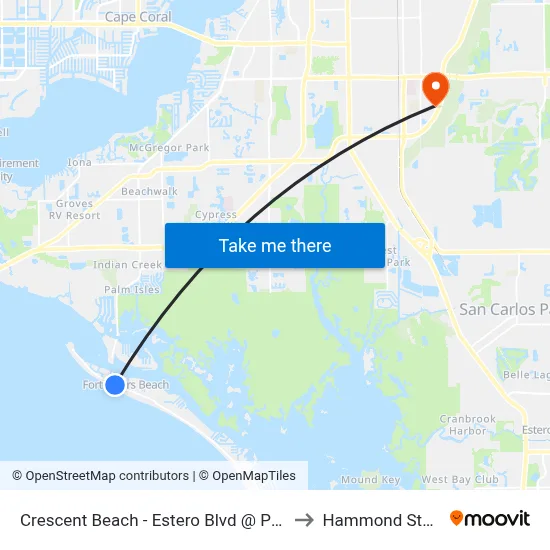 Crescent Beach - Estero Blvd @ Palermo Cir to Hammond Stadium map